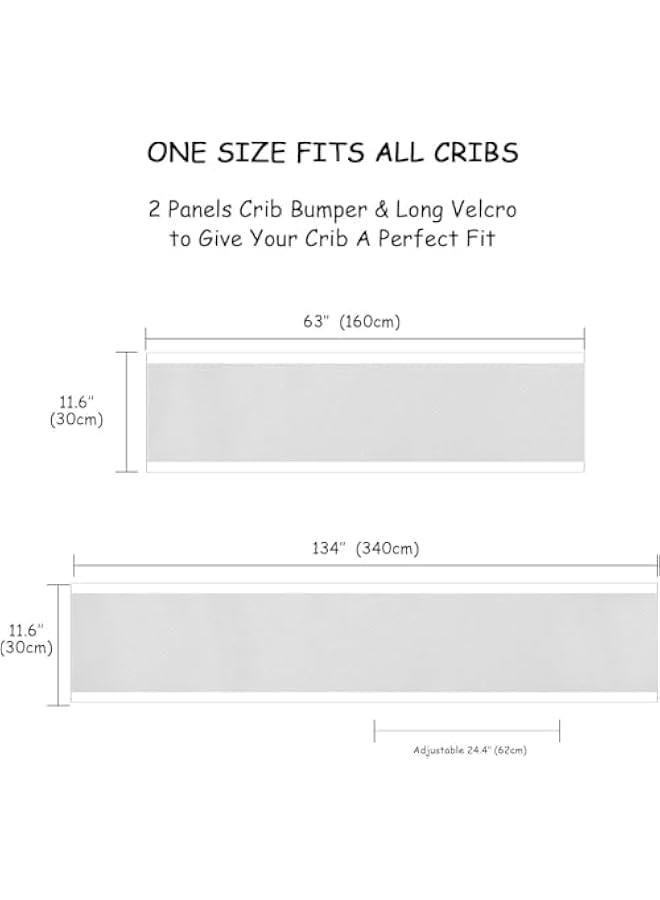 HOOKOR Cot Bumper - Breathable Crib Cushion Bumpers Pads, Mesh Liner for Full-Size Cribs, Baby Crib liner Safe Cushioned Protective Pads for Newborn Toddlers Boys Girls (Grey) - Image 2