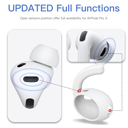 DamonLight 4 Pairs Ear Hooks for AirPods Pro 3 Added Storage Pouch Anti Slip Sport Ear Tips Accessories Compatible with AirPods Pro 3rd Generation 2025 Released S L White - Image 3