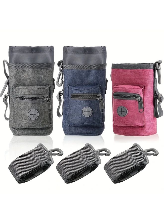 حقيبة تدريب الحيوانات الأليفة الوردية مع حقيبة براز مدمجة وحزام قابل للتعديل للمشي والسفر - Image 2