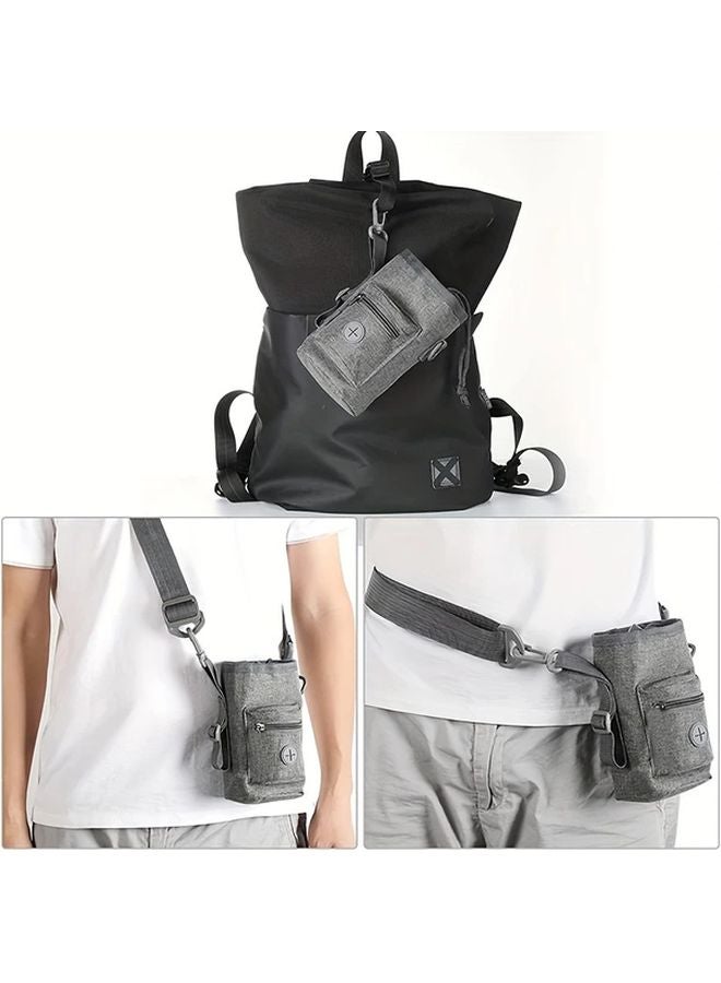 حقيبة تدريب الحيوانات الأليفة الوردية مع حقيبة براز مدمجة وحزام قابل للتعديل للمشي والسفر - Image 4