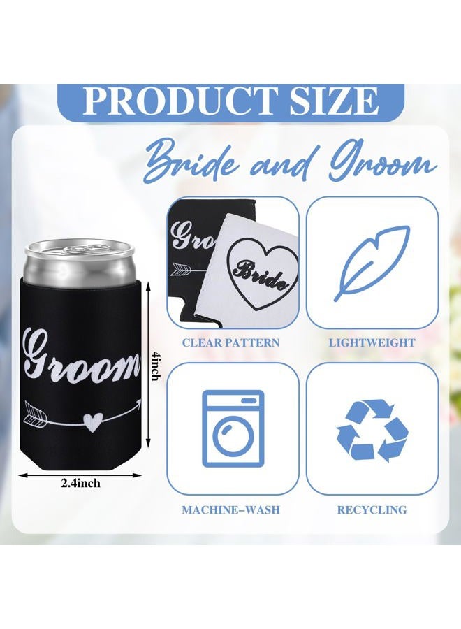 Tisancy 4 Pieces Wedding Gifts for Newlyweds Beach Bride and Groom Caps Matching Bride Hat Married Novelty Can Cup Cooler for Couples Engagement Honeymoon Wedding Party, Black and White, One size - Image 3
