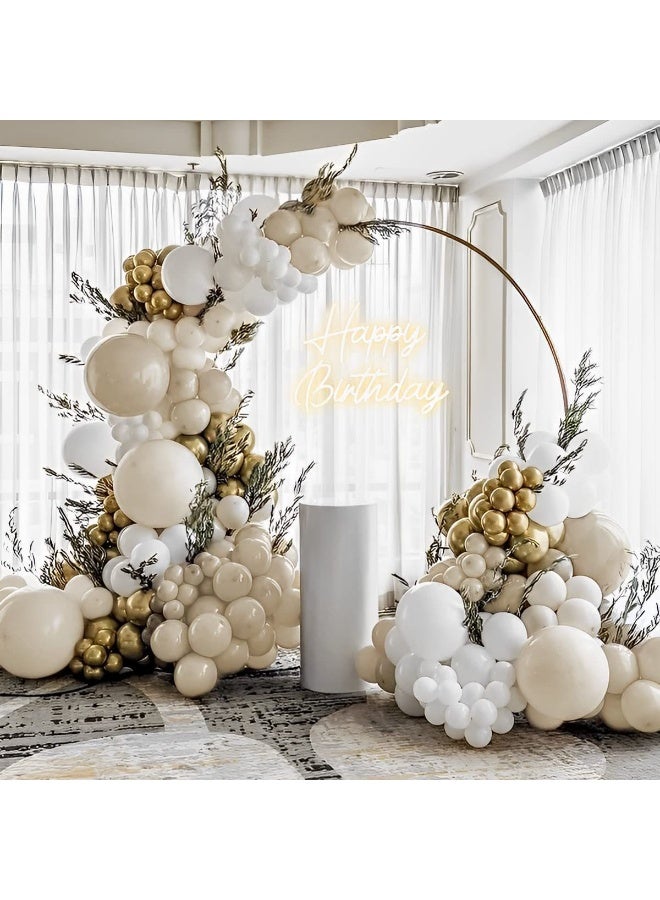 Souvenir Souq 147Pcs Premium White, Gold & Off-White Balloon Garland Arch Kit with 18-inch Large Balloons | Latex Party Balloons Set with Accessories for Birthday, Baby Shower, Wedding & Anniversary Decoration - Image 1