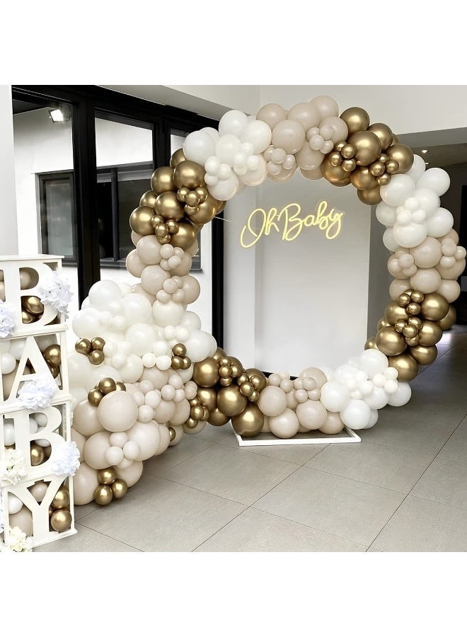 Souvenir Souq 147Pcs Premium White, Gold & Off-White Balloon Garland Arch Kit with 18-inch Large Balloons | Latex Party Balloons Set with Accessories for Birthday, Baby Shower, Wedding & Anniversary Decoration - Image 2