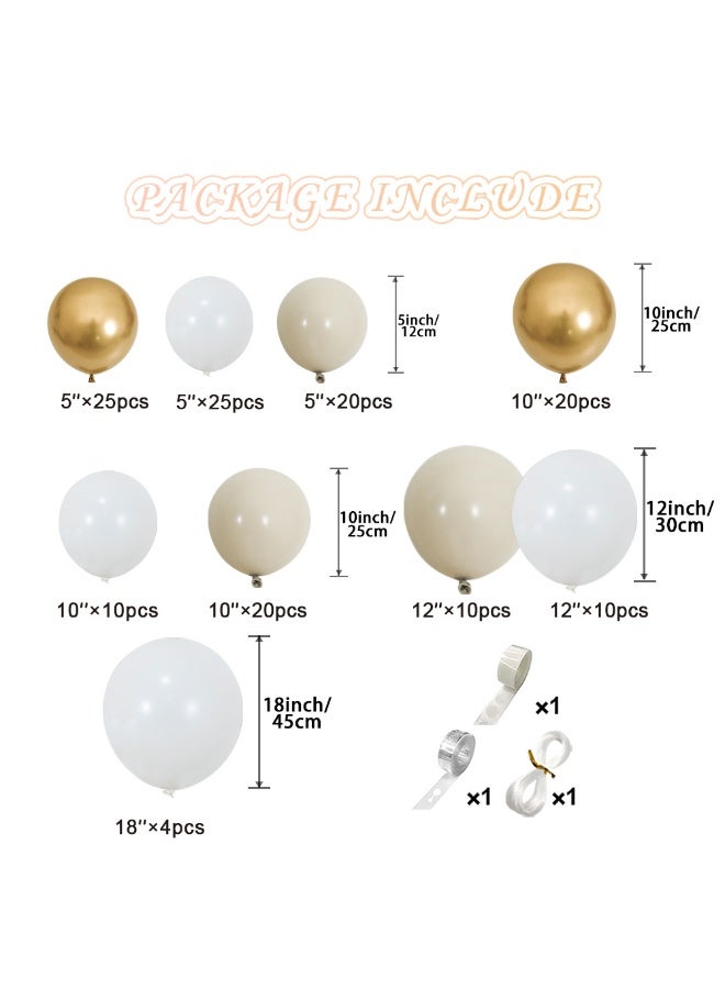 Souvenir Souq 147Pcs Premium White, Gold & Off-White Balloon Garland Arch Kit with 18-inch Large Balloons | Latex Party Balloons Set with Accessories for Birthday, Baby Shower, Wedding & Anniversary Decoration - Image 5