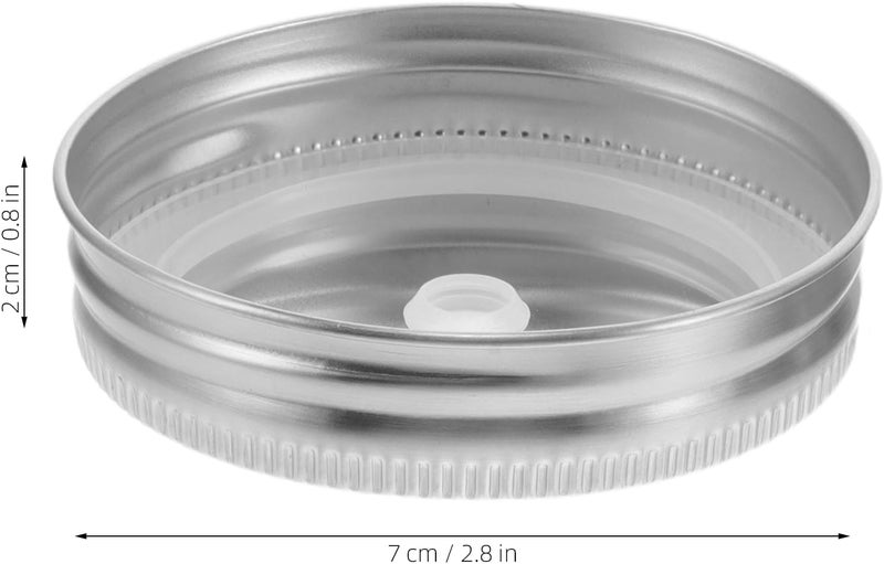 6pcs Reusable Mason Jar Wide Mouth Lids with Straw Hole Tinplate Caps Leakproof Canning Covers for Drinking and Food Storage - Image 2