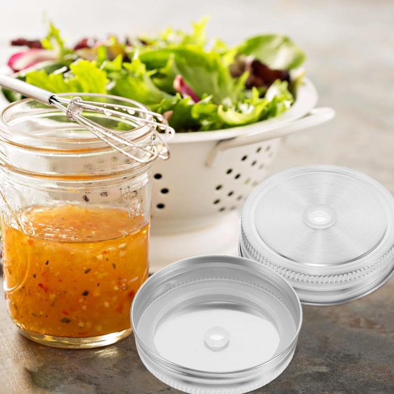 6pcs Reusable Mason Jar Wide Mouth Lids with Straw Hole Tinplate Caps Leakproof Canning Covers for Drinking and Food Storage - Image 5