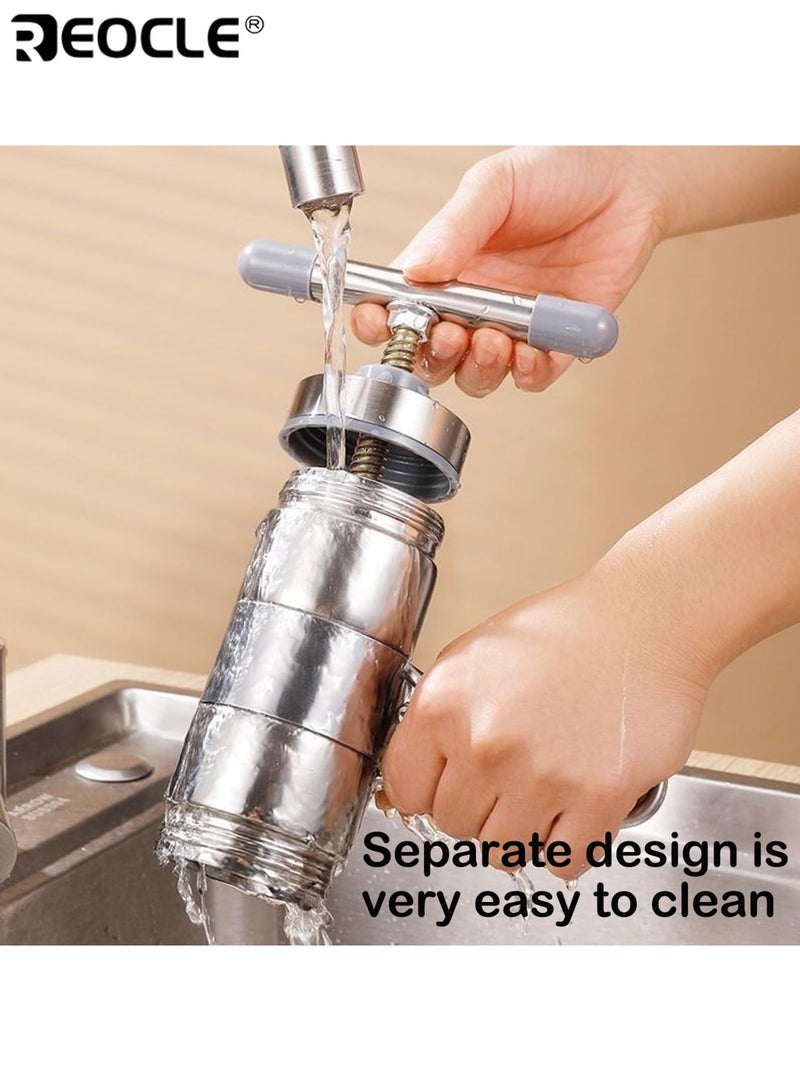 ريوكل صانع المعكرونة مع 6 قوالب يدوية من الفولاذ المقاوم للصدأ آلة المعكرونة أدوات محمولة رامين السباغيتي الصحافة سهلة التنظيف متينة للسفر نزهة التخييم المنزل مثالية للرجال والنساء - Image 5