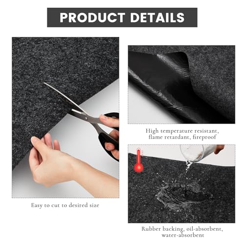 Datanly 1 Pcs 29 x 36 Inch Garage Floor Mat Oil Spill Mat Oil Absorbent Pads Reusable, Washable, Waterproof Backing Contains Liquids, Protects Garage Floor or Driveway Surface, Black - Image 4