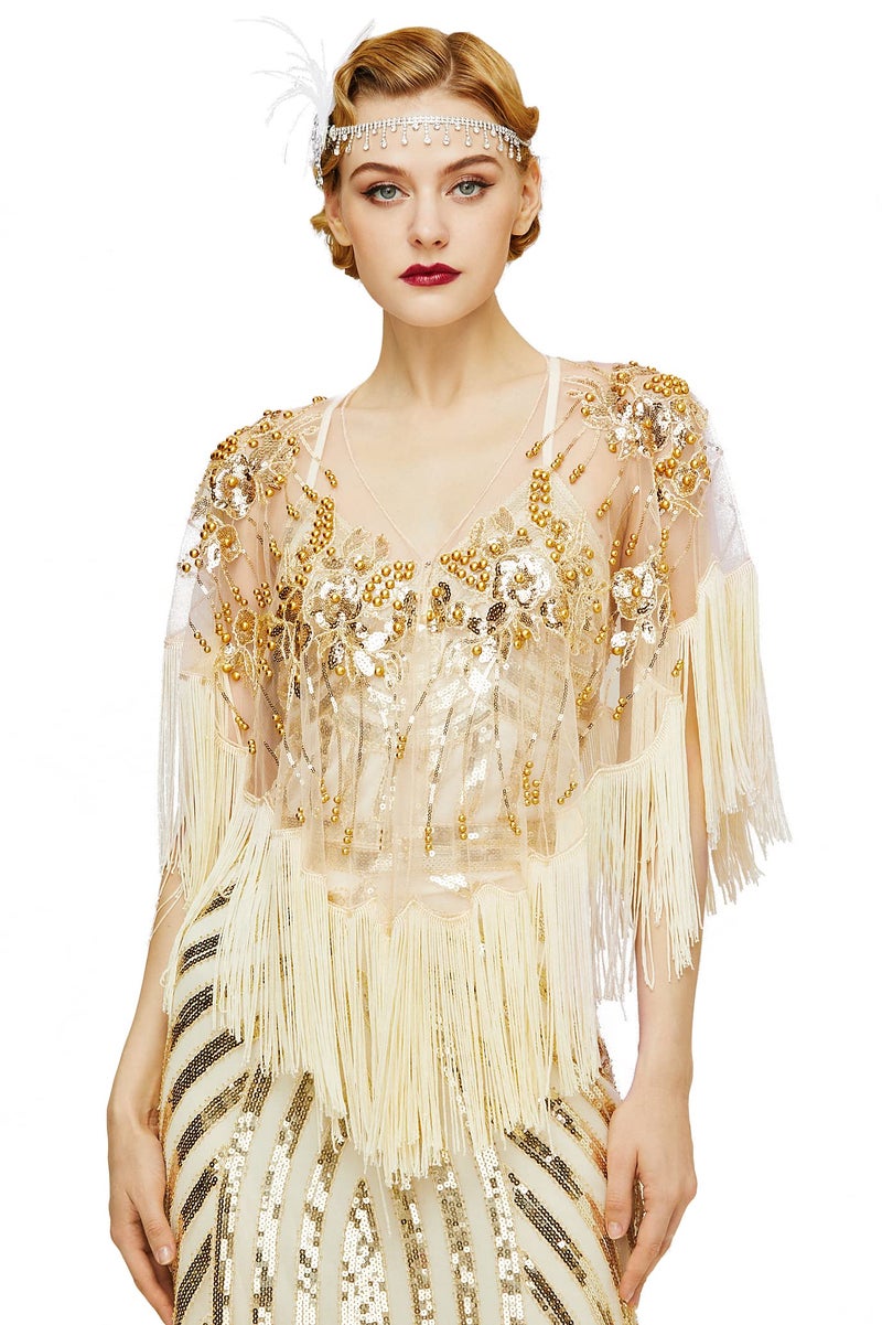 BABEYOND Night Shawl Wrap for Women Evening Cape for Prom Party Sequin Beaded Shawl - Image 2