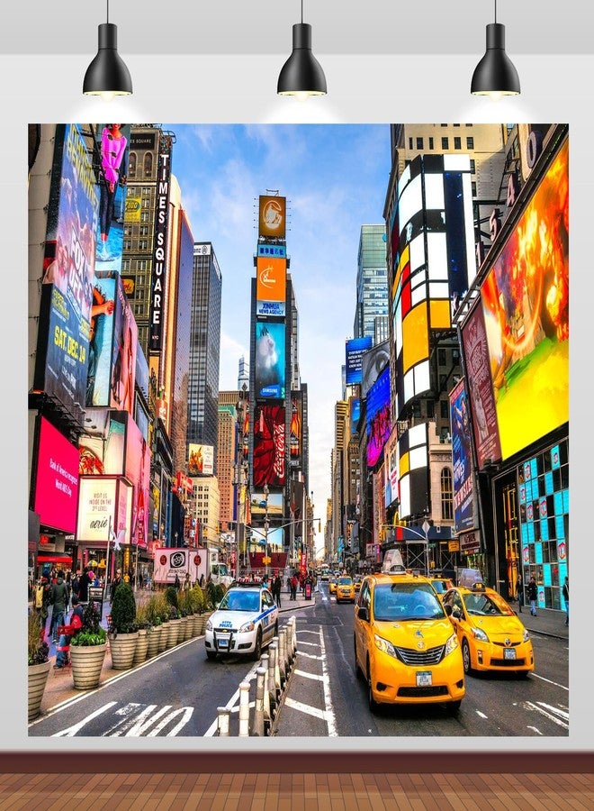 CORFOTO New York City Tapestry New York Times Square Neon Light Broadway Street Taxi Landmark Cityscape NYC Themed Party Decorations Tapestries for Bedroom Living Room Dorm Decor Posters Fabric - Image 1