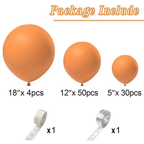 LYVEEF Orange Balloons 84pcs Arch Kit - 5in, 12in, 18in Matte Latex Balloons for Birthday, Baby Shower, Wedding - Image 2