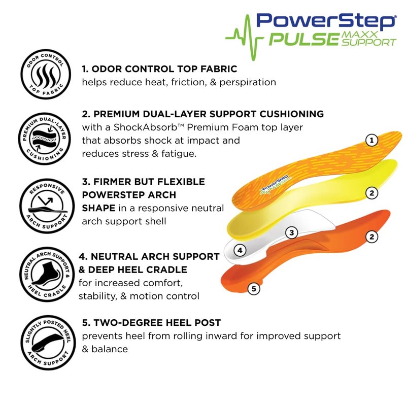 PowerStep Pulse Maxx Running Insoles - Overpronation Corrective Orthotic Inserts for Running Shoes - Maximum Ankle, Foot Pain Relief & Arch Support Insoles - Made in The USA (M 6-6.5 / W 8-8.5) - Image 3