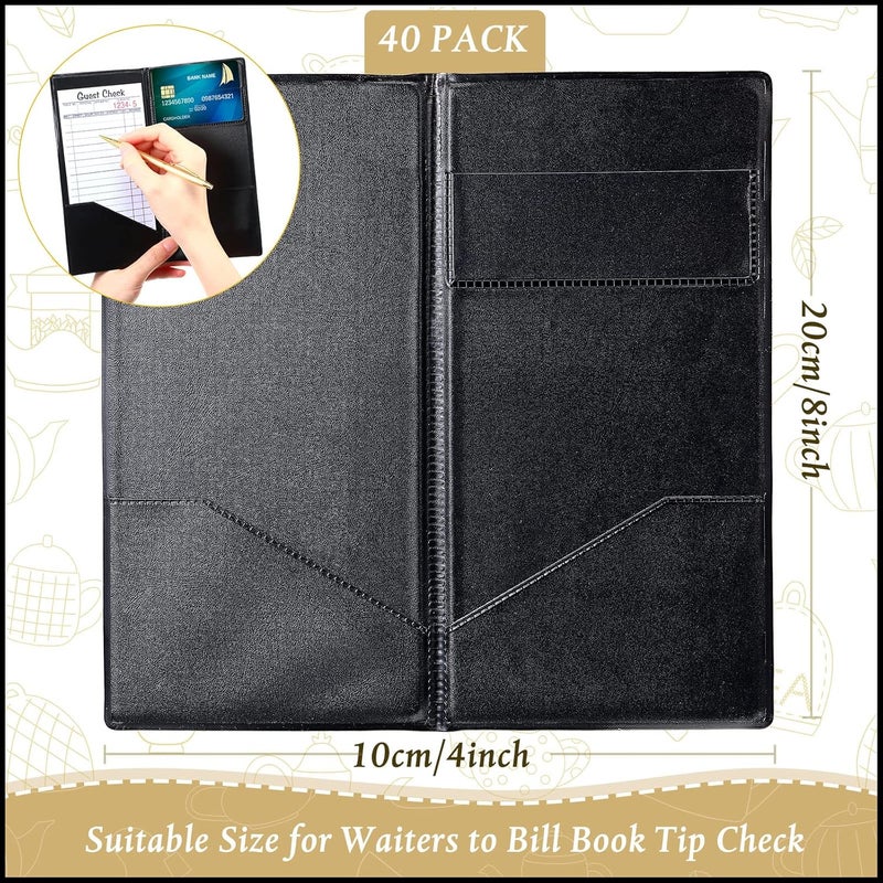 Potchen 40 Pcs Check Presenters for Restaurants, Guest Check Card Holders Black Restaurant Bill Book Tip Holders with Gold Thank You Imprint Guest Checkbook for Servers Waitress Waiter - Image 2