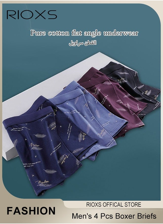 RIOXS - Men's 4 Pack Cotton Boxer Brief Sets Breathable Underwear Soft Stretch Boxer Shorts - Image 1