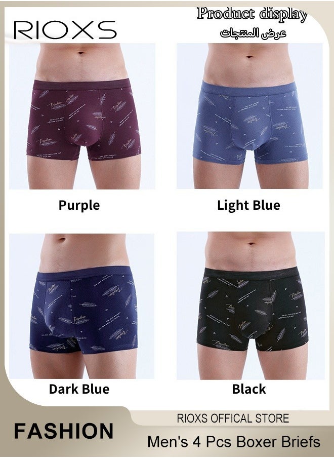 RIOXS - Men's 4 Pack Cotton Boxer Brief Sets Breathable Underwear Soft Stretch Boxer Shorts - Image 1