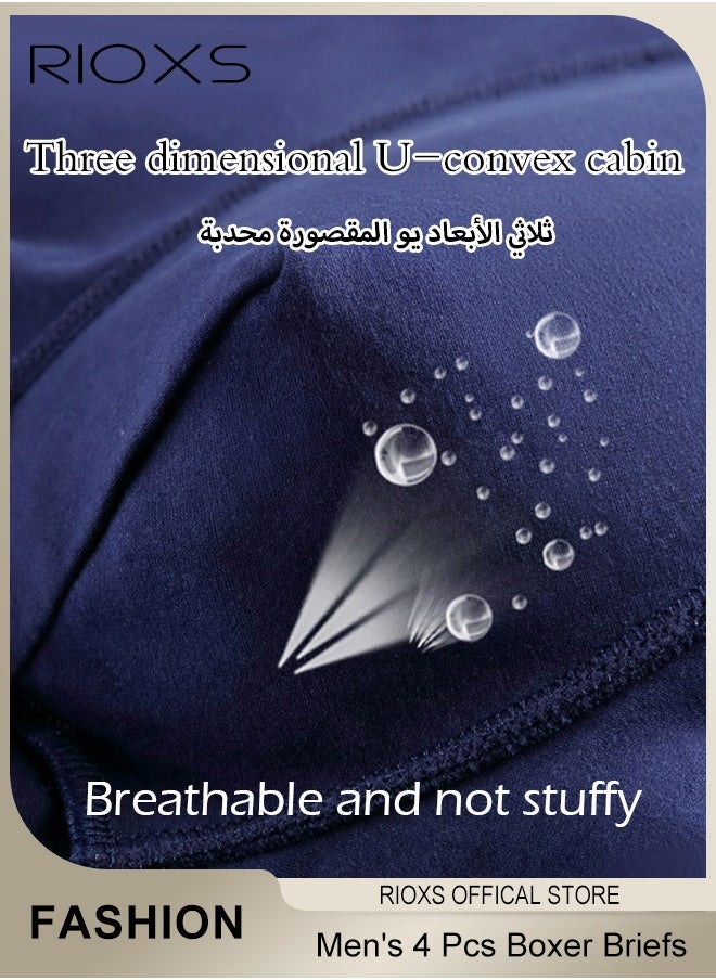 RIOXS - Men's 4 Pack Cotton Boxer Brief Sets Breathable Underwear Soft Stretch Boxer Shorts - Image 1