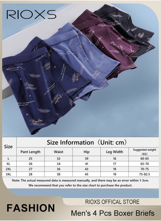 RIOXS - Men's 4 Pack Cotton Boxer Brief Sets Breathable Underwear Soft Stretch Boxer Shorts - Image 1
