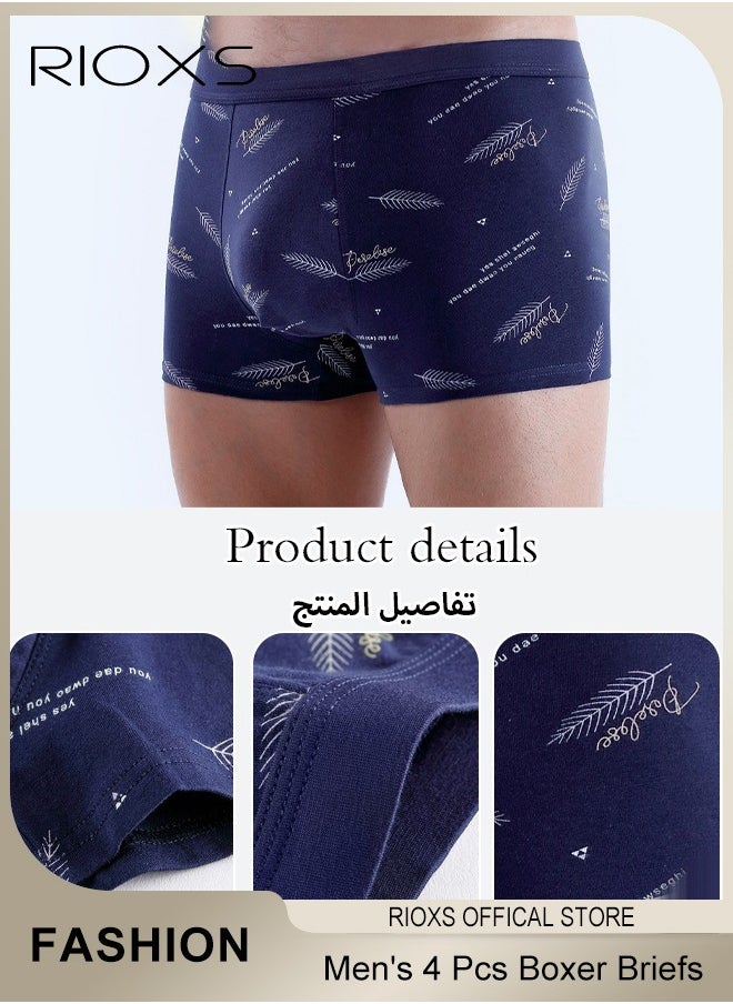 RIOXS - Men's 4 Pack Cotton Boxer Brief Sets Breathable Underwear Soft Stretch Boxer Shorts - Image 1