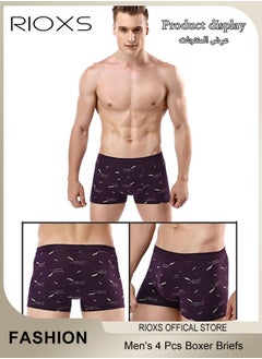 RIOXS Men's 4 Pack Cotton Boxer Brief Sets Breathable Underwear Soft Stretch Boxer Shorts  - Image 5