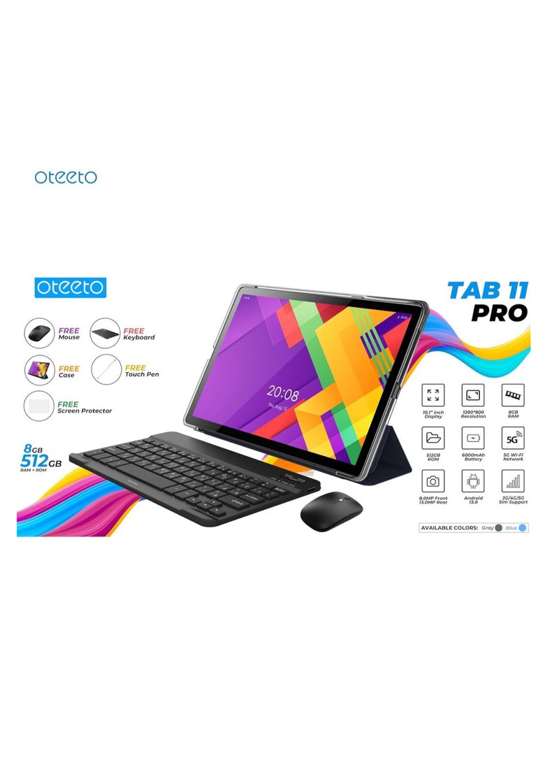 Oteeto TAB 11 Pro 10.1 Inch Dual SIM Blue 8GB RAM 512GB 5G - International Version With Keyboard and mouse - Image 3