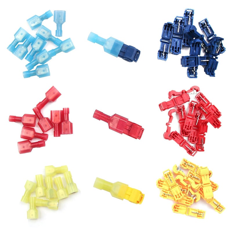 Flytuo 120PCS T-Tap Wire Connectors, Self-Stripping Quick Splice Electrical Wire Terminals, Insulated Male Quick Disconnect Spade Terminals Assortment Kit - Image 3