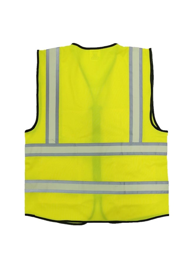 TAHA SAFETY Safety Jacket with Collar & Pockets | Safety Vest with Reflective Strips for Industrial & Construction Sites, Multipurpose Use in Industries | Luminous Yellow | Size-XL  - Image 2