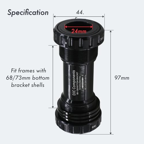 DJC Components DJC Bike Ceramic Bearing Bottom Bracket BSA 68-73mm English Threaded BB 24mm Spindle, Fit MTB Road Bike Hollow Deore XT SLX R7000 R8000 4700 5800 6800 IXF Prowheel(Ceramic 24-24mm Black) - Image 2