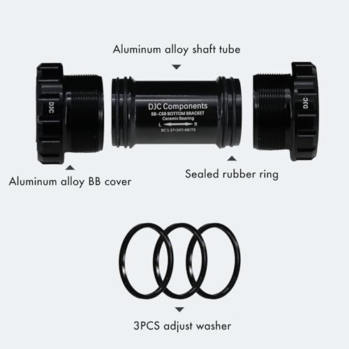 DJC Components DJC Bike Ceramic Bearing Bottom Bracket BSA 68-73mm English Threaded BB 24mm Spindle, Fit MTB Road Bike Hollow Deore XT SLX R7000 R8000 4700 5800 6800 IXF Prowheel(Ceramic 24-24mm Black) - Image 3