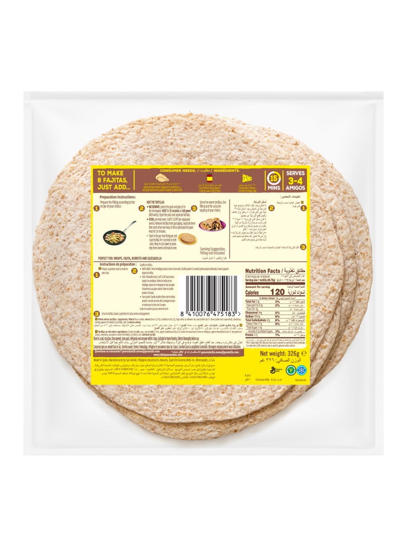 Old El Paso Regular Whole Wheat Soft Tortilla Wraps 8x40g 