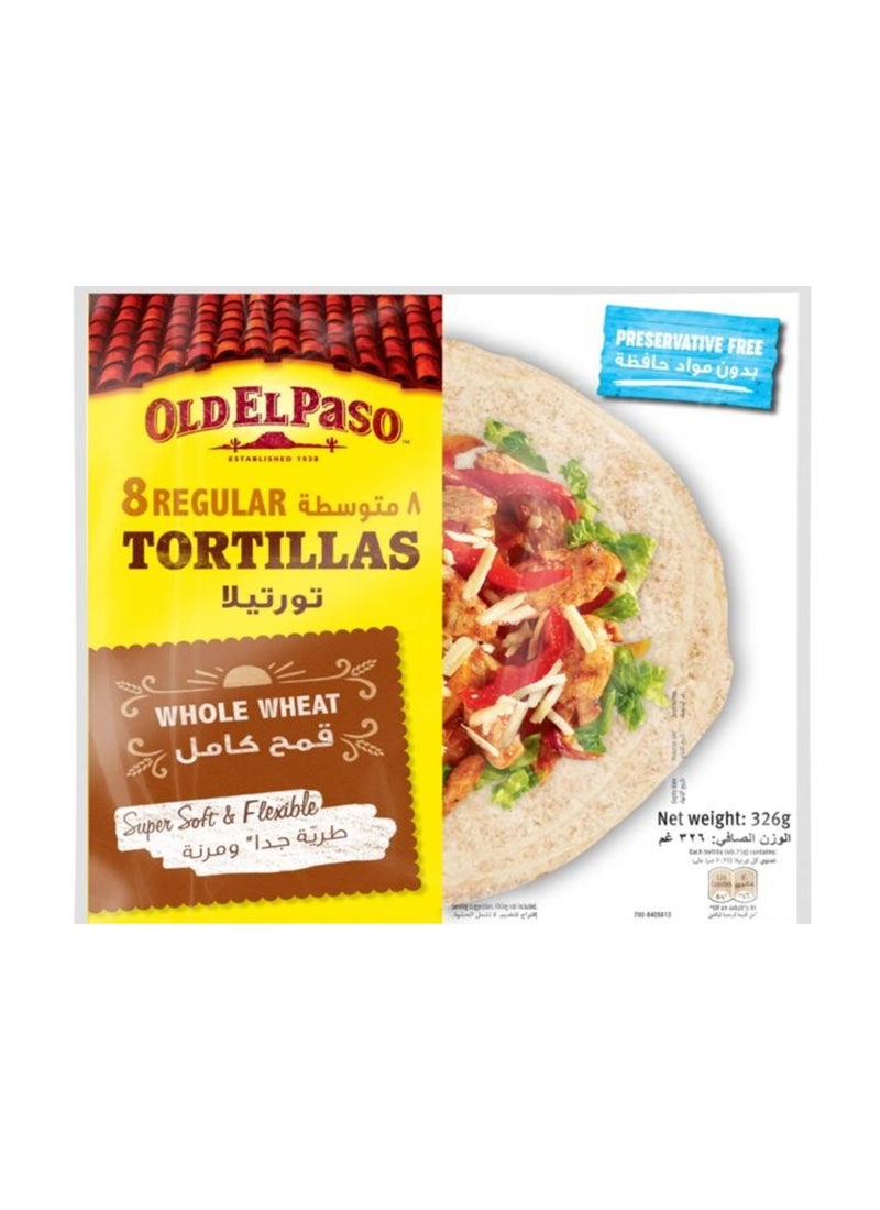 Old El Paso Regular Whole Wheat Soft Tortilla Wraps 8x40g - Image 1