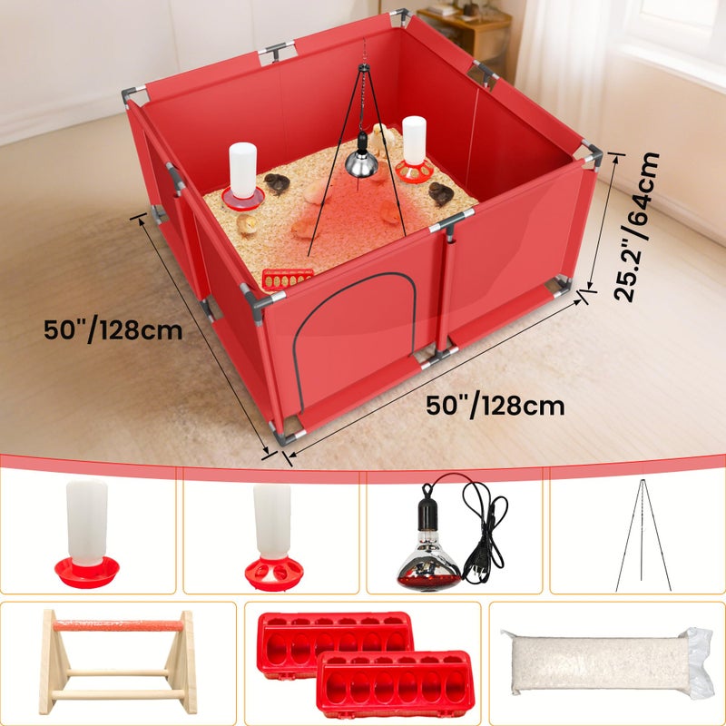 Kweetle All-in-One Chicken Brooder Box for Chicks Starter Kit with Timer Heat Lamp & Stand, Perch, Sawdust, Feeder & Waterer, Large Sturdy Poultry Brooder for Up to 30 Baby Chicks, Ducks & Quail - Image 3