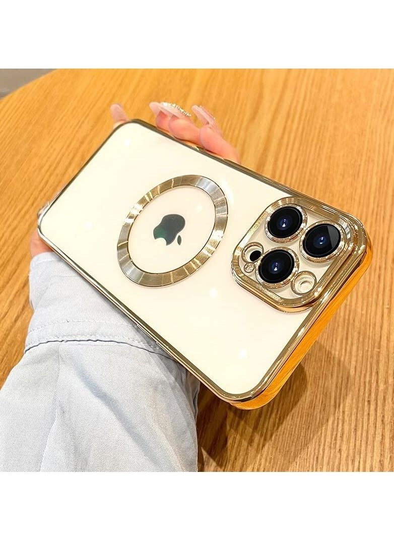 Generic - Case Compatible with Iphone 14 Pro (6.1 Inch) Magnetic [Support Magsafe Charger] Wireless Anti-Scratch Shockproof Clear Lens Protector Corner Cushion Durable Full Body Cover (Gold) - Image 1