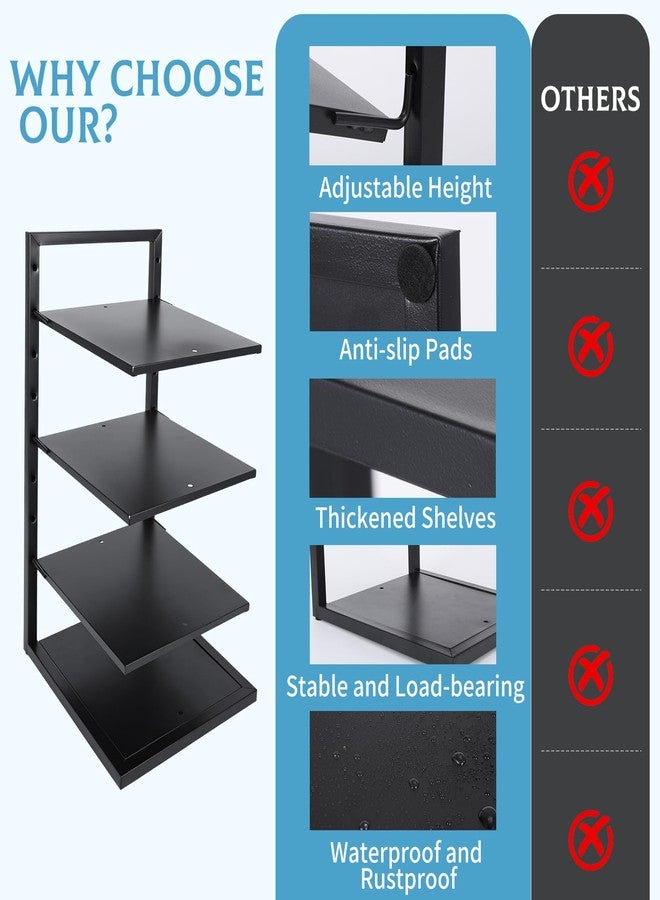 Rainmae 4-Tier Small Metal Bookshelf for Desktop, Adjustable Height Modern Bookcase, Space-Saving Book Storage Display Shelf Tabletop Organizer for Bedroom, Living Room, Office, Black - Image 4