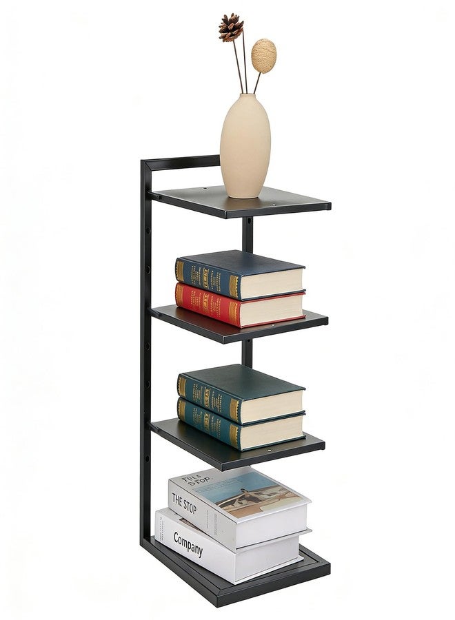 Rainmae 4-Tier Small Metal Bookshelf for Desktop, Adjustable Height Modern Bookcase, Space-Saving Book Storage Display Shelf Tabletop Organizer for Bedroom, Living Room, Office, Black - Image 1
