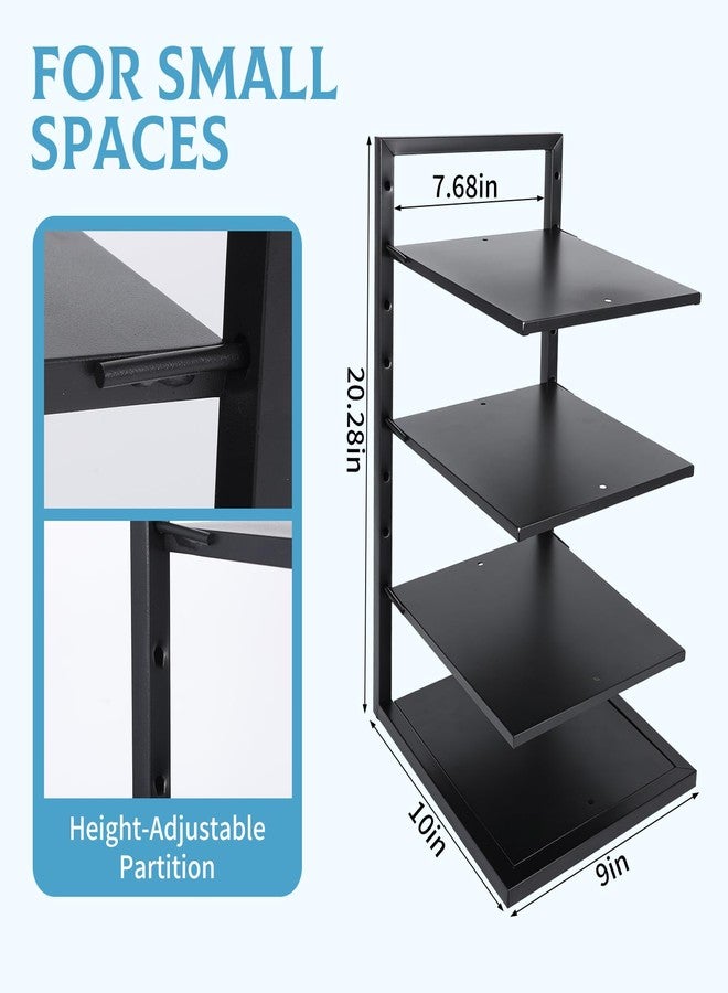 Rainmae 4-Tier Small Metal Bookshelf for Desktop, Adjustable Height Modern Bookcase, Space-Saving Book Storage Display Shelf Tabletop Organizer for Bedroom, Living Room, Office, Black - Image 2