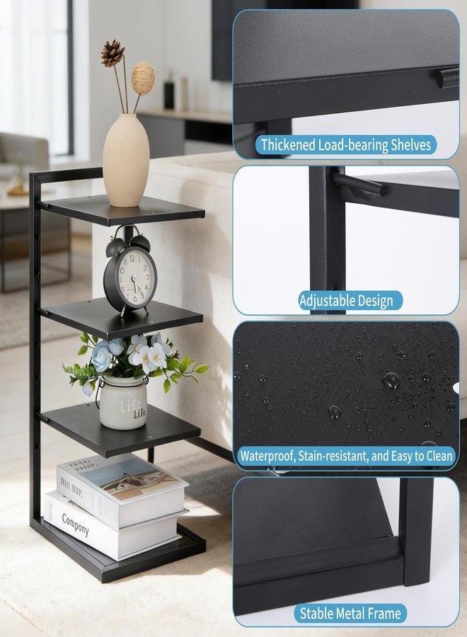 Rainmae 4-Tier Small Metal Bookshelf for Desktop, Adjustable Height Modern Bookcase, Space-Saving Book Storage Display Shelf Tabletop Organizer for Bedroom, Living Room, Office, Black - Image 3