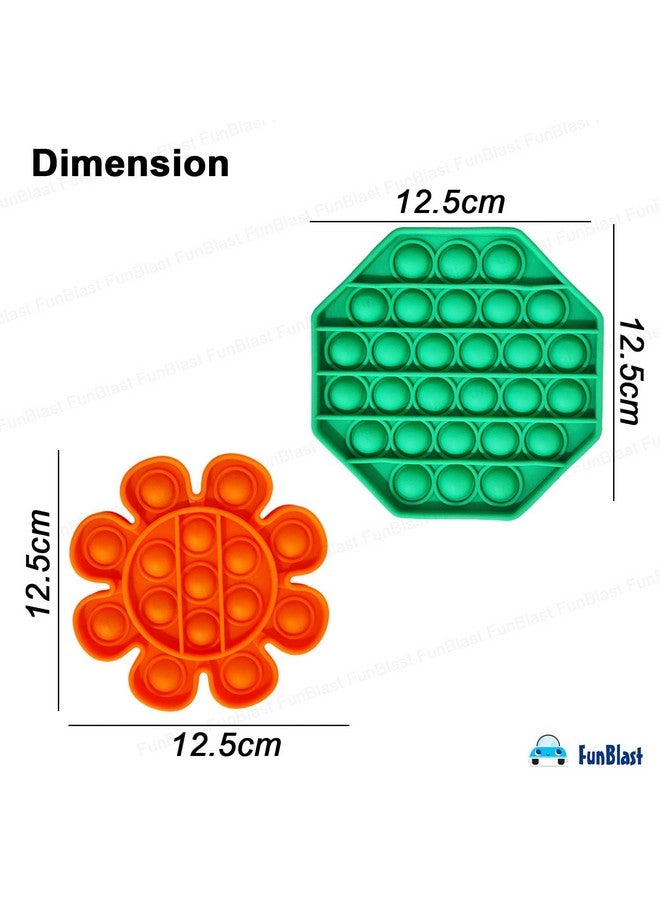 FunBlast Pop It - Popit Game, Poppet for Kids, Pop It Toy, Pop It Toys for Kids, Flower with Octagonal Pop it Fidget Toy for Kids, Pop It Fidget Toy, Pop It Big, Stress Relief Toys (Pack of 2 Pcs) - Image 3