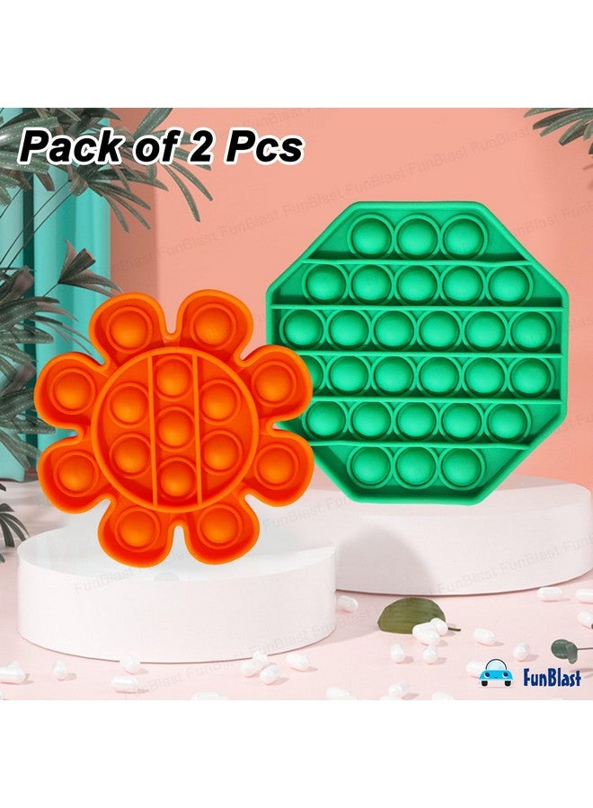 FunBlast Pop It - Popit Game, Poppet for Kids, Pop It Toy, Pop It Toys for Kids, Flower with Octagonal Pop it Fidget Toy for Kids, Pop It Fidget Toy, Pop It Big, Stress Relief Toys (Pack of 2 Pcs) - Image 4