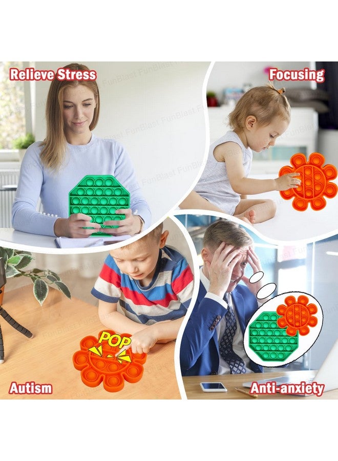 FunBlast Pop It - Popit Game, Poppet for Kids, Pop It Toy, Pop It Toys for Kids, Flower with Octagonal Pop it Fidget Toy for Kids, Pop It Fidget Toy, Pop It Big, Stress Relief Toys (Pack of 2 Pcs) - Image 5