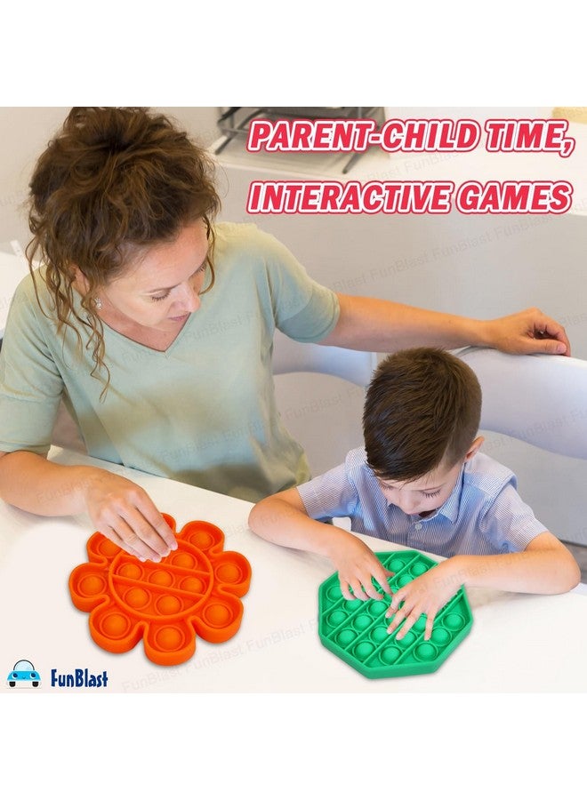 FunBlast Pop It - Popit Game, Poppet for Kids, Pop It Toy, Pop It Toys for Kids, Flower with Octagonal Pop it Fidget Toy for Kids, Pop It Fidget Toy, Pop It Big, Stress Relief Toys (Pack of 2 Pcs) - Image 2