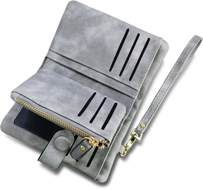 AOXONEL Women's Small Bifold Leather wallet Rfid blocking Ladies Wristlet with Card holder id window Coin Purse - Image 3