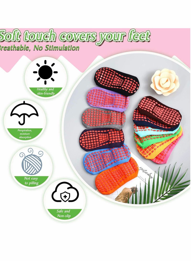 KASTWAVE 12 Pairs Non Slip Yoga Socks with Grips Women Anti-Skid Socks Sticky Grippers Socks for Pilates Ballet Barre Yoga, Multi Color  - Image 4