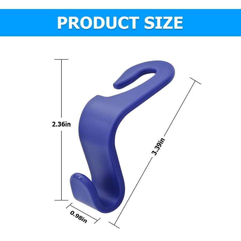 Hanemia 4PCS Car Back Seat Headrest Hooks, Rear Car Seat Storage Headrest Hanger Holder Hooks Organizer, Universal Auto Interior Accessories for Bag Purse Handbag Cloth Coats Grocery (Blue) - Image 3
