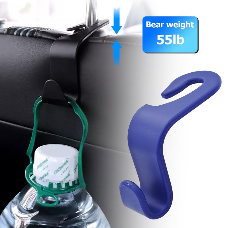 Hanemia 4PCS Car Back Seat Headrest Hooks, Rear Car Seat Storage Headrest Hanger Holder Hooks Organizer, Universal Auto Interior Accessories for Bag Purse Handbag Cloth Coats Grocery (Blue) - Image 4