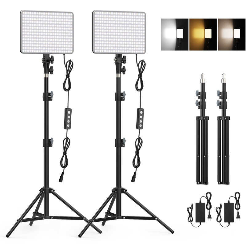 Anautin 30W Upgraded Photography Lighting Kit, Anautin 2-Pack LED Video Lighting for Video Recording, 3700Lux Studio Lights with Tripod Stand for Photography, Streaming, Gaming, Podcast, Filming, Vlogging - Image 1