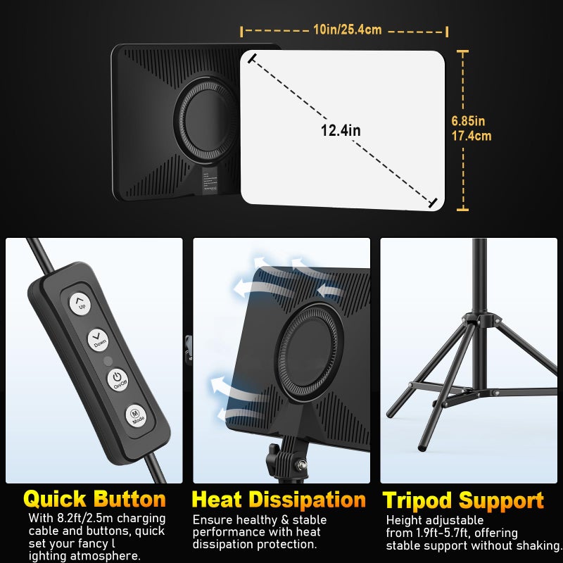 Anautin 30W Upgraded Photography Lighting Kit, Anautin 2-Pack LED Video Lighting for Video Recording, 3700Lux Studio Lights with Tripod Stand for Photography, Streaming, Gaming, Podcast, Filming, Vlogging - Image 5