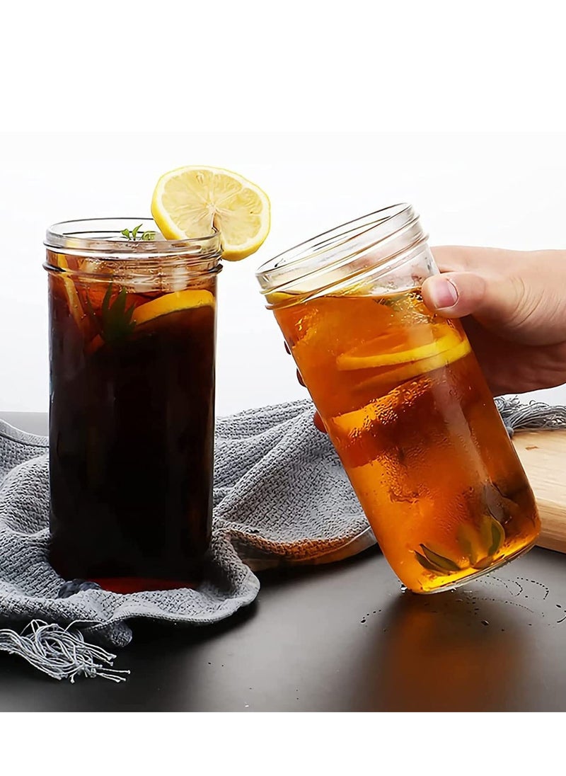 4-Piece Glass Cup Set,24 oz Coffee Mug With Lid And Golden Straw,Iced Coffee Glasses,Cute Tumbler Cup,Ideal For Coffee,Cola,juice,Gift