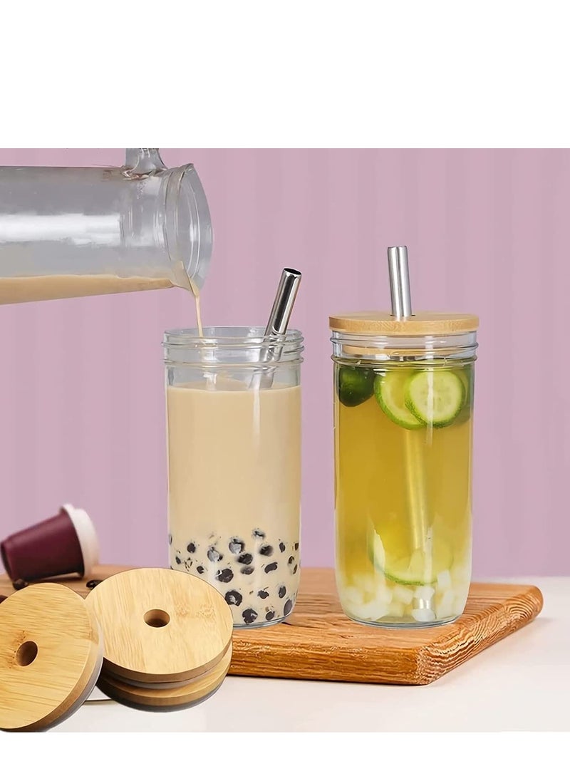 4-Piece Glass Cup Set,24 oz Coffee Mug With Lid And Golden Straw,Iced Coffee Glasses,Cute Tumbler Cup,Ideal For Coffee,Cola,juice,Gift