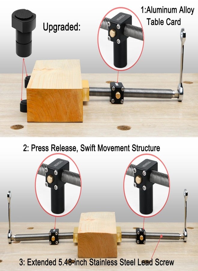 ViewReal 2 Pack Bench Dog Clamps, 3/4" Adjustable Dog Hole Clamp with 4 Pack Non-Slip Bench Dogs, Upgraded Quick-Shift Structure, MFT Table Compatibility - Image 2