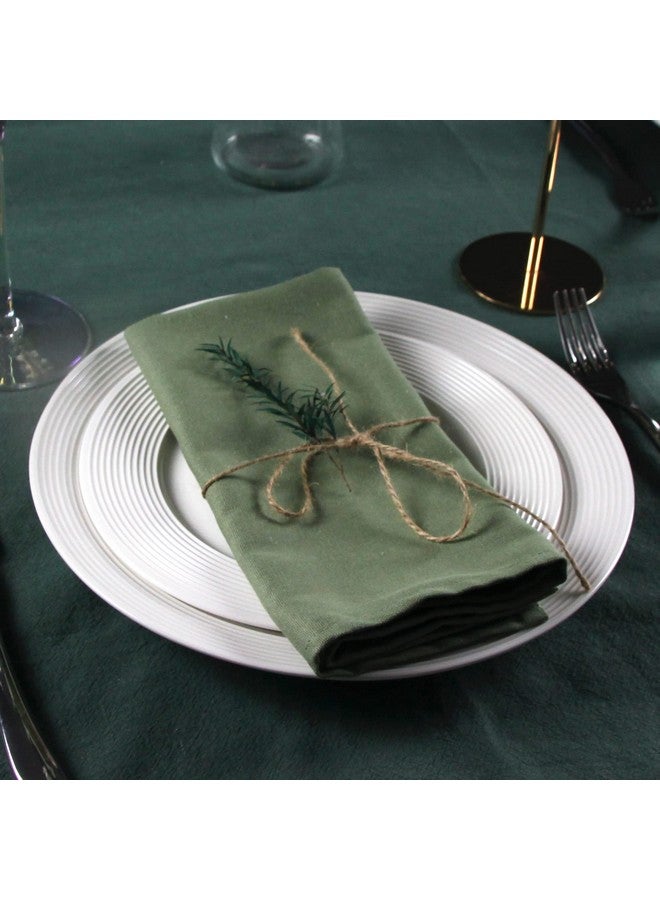 INFEI Solid Color Cotton Blended Dinner Cloth Napkins - Set of 12 (17 x 17 inches) - for Events & Home Use (Olive Green) - Image 3